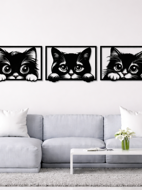 3 murales motivo "gatitos"